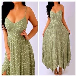 Elegant Green Floral Maxi Dress